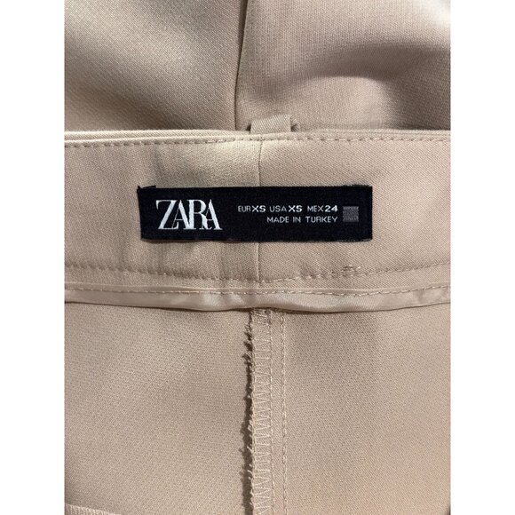 Zara Womens Beige Wide-Leg Trousers XS Formal Office Wear Polyester Blend - Picture 4 of 8